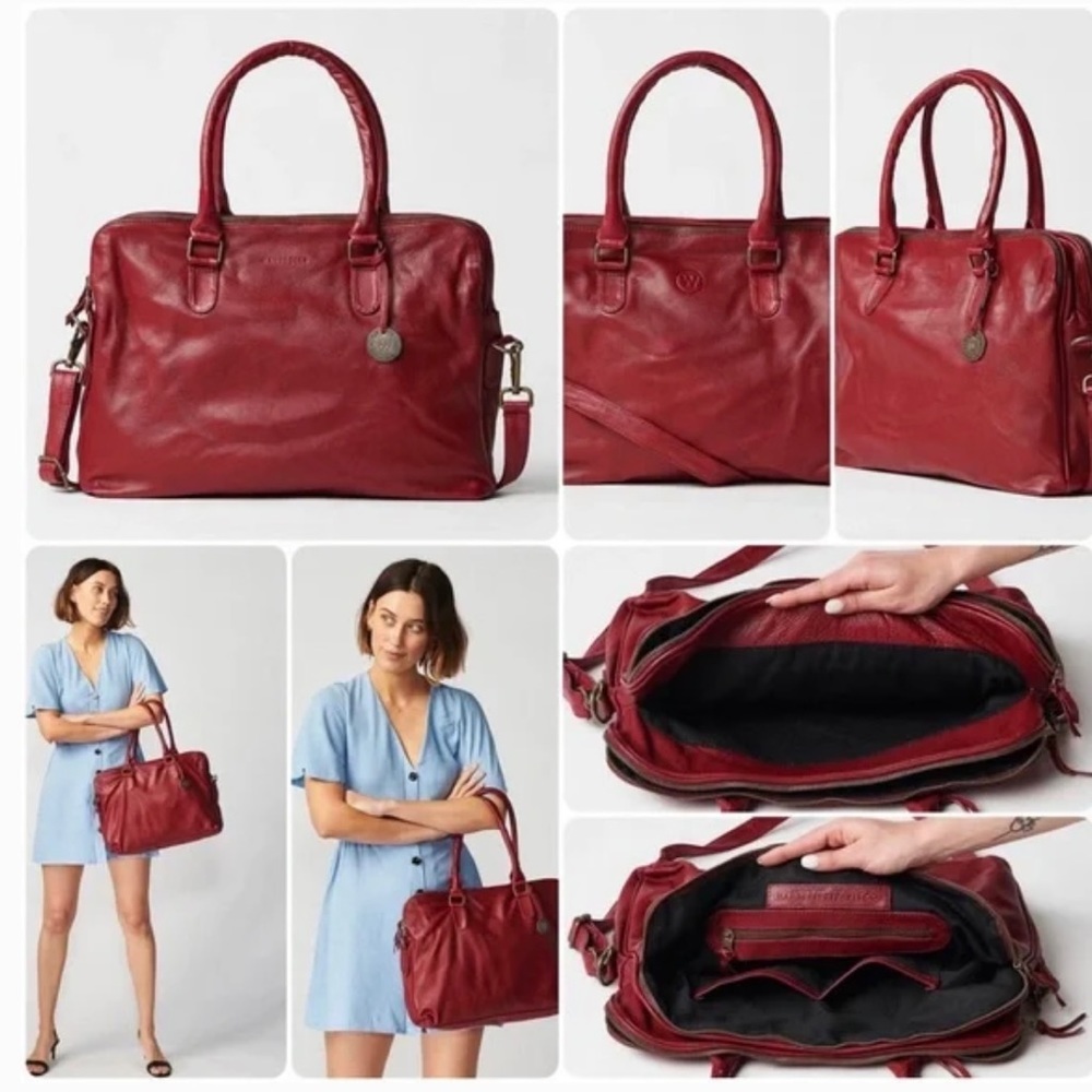 Wanderers Travel Co Zurich Work Bag 13” Burgundy leather bag